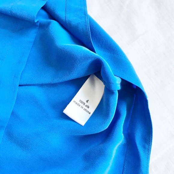 Cut25 Yigal Azrouel Women 4 Silk Cutout Blue silk top cold shoulder short sleeve - Picture 5 of 8